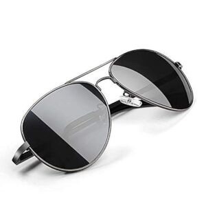 Polarized Sunglasses For Men and Women Wayfarer UV Protection Aviator Shape Goggles Sunglass Silver and Gun-Metal (Black)-Pack of 1